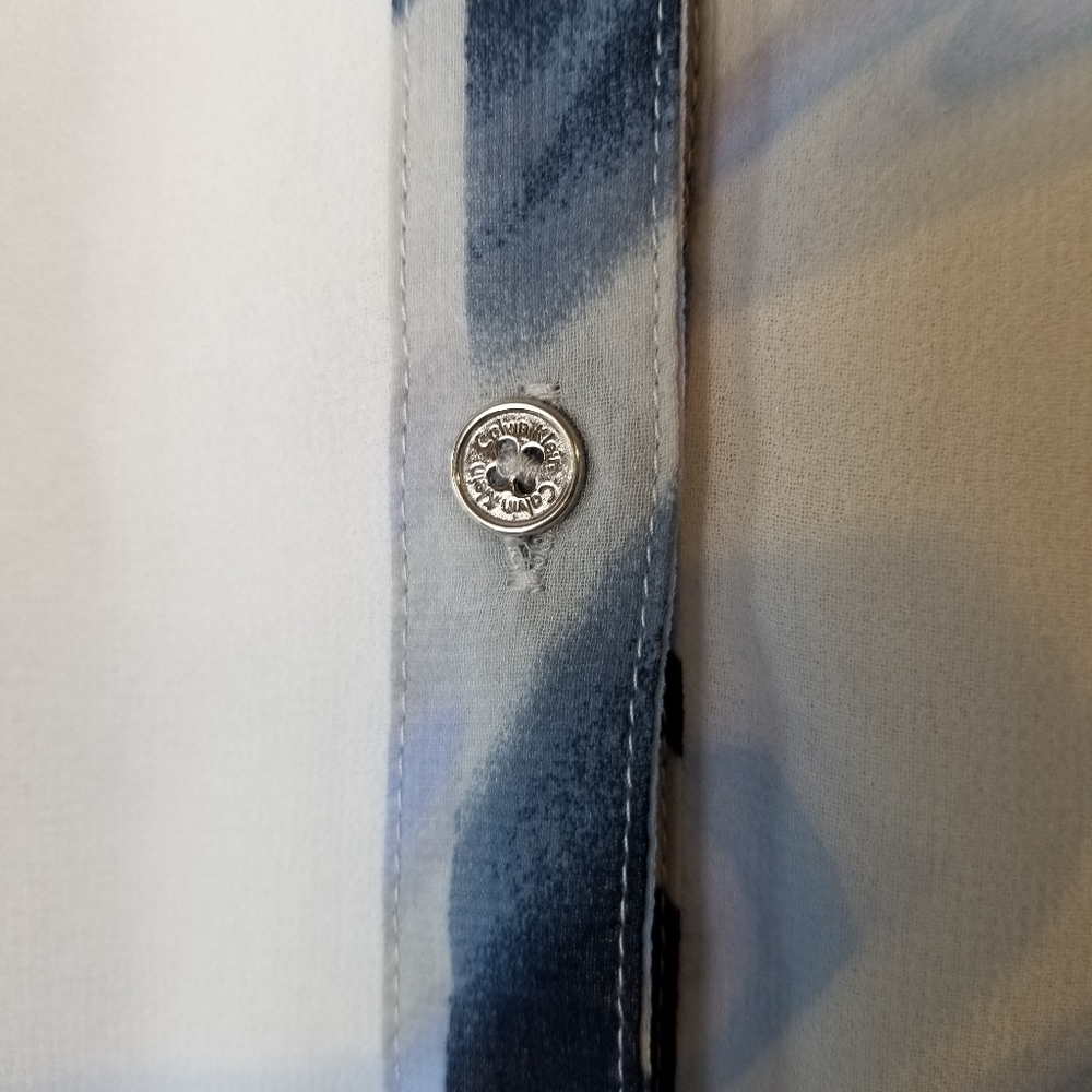 Calvin Klein Sheer Geometric Pattern Button Up Bl… - image 3